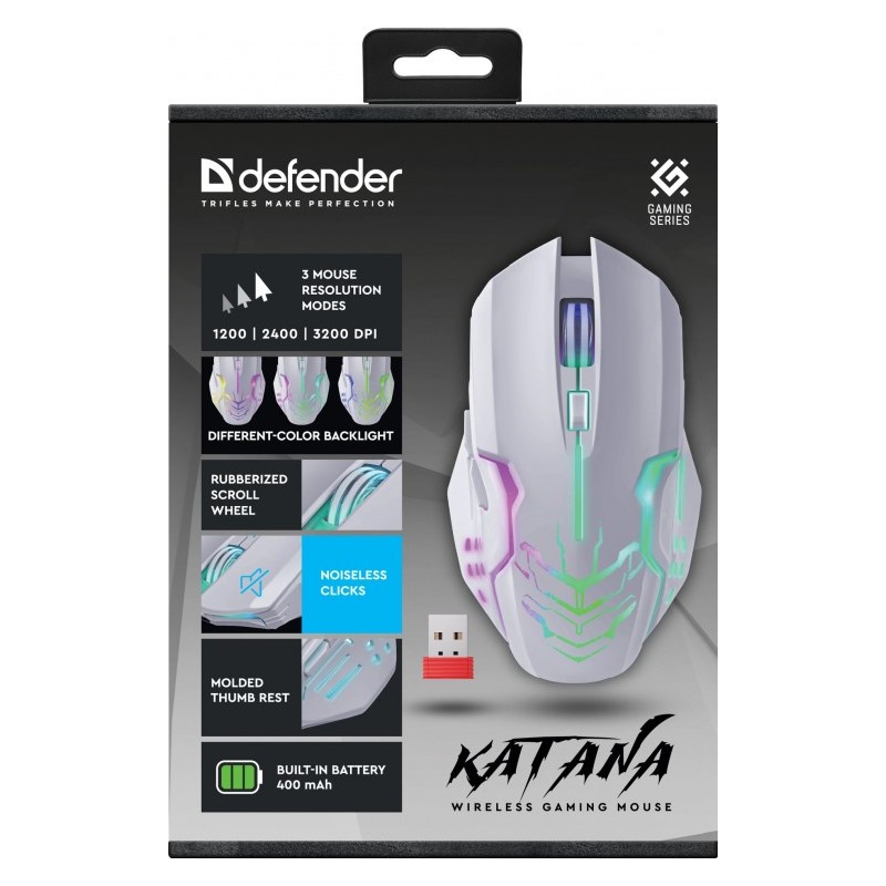 Brezžična gaming miška KATANA RF 3200DPI bela 8