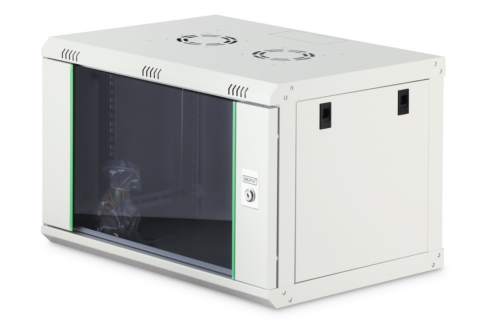 19" mrežna omara Dynamic 7U, 385x600x450mm, steklena vrata, siva