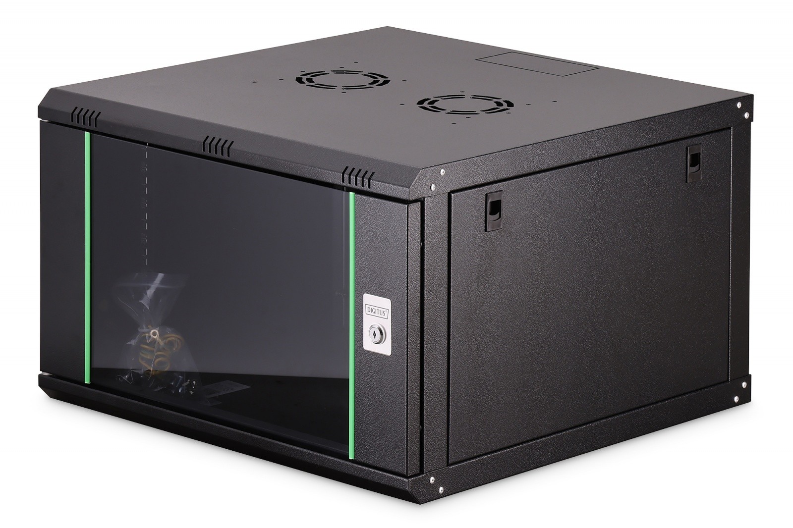 19" mrežna omara Dynamic 7U, 385x600x600mm, steklena vrata, črna