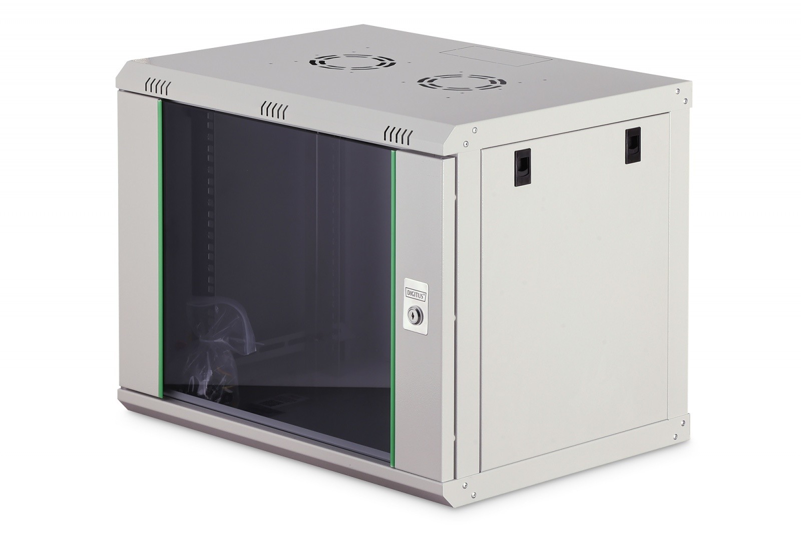 19" mrežna omara Dynamic 9U, 474x600x450mm, steklena vrata, siva