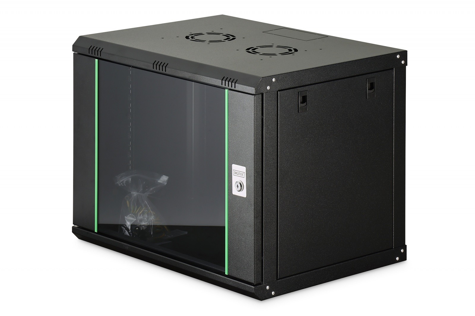 19" mrežna omara Dynamic 9U, 474x600x450mm, steklena vrata, črna