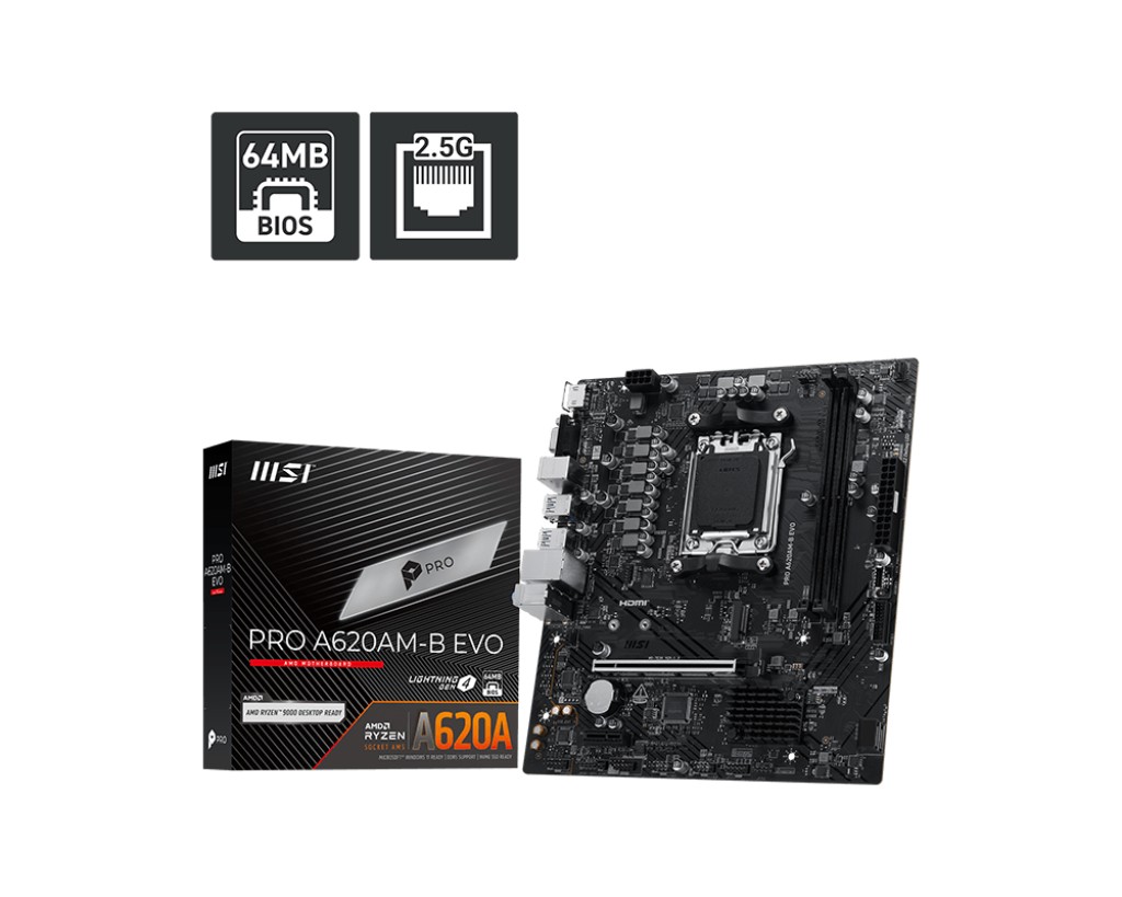MSI PRO A620M-B EVO matična plošča (mATX, 2x DDR5)