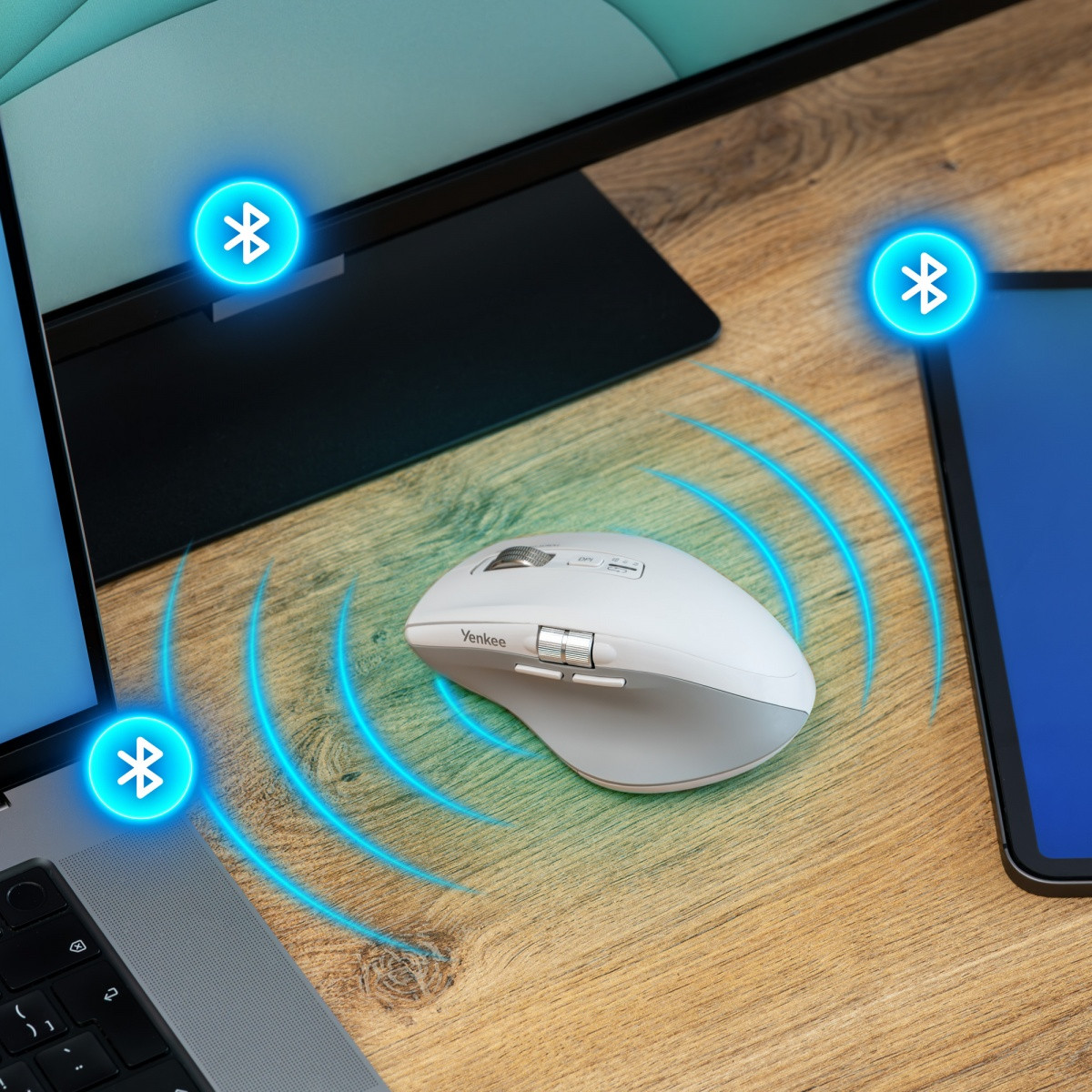 Brezžična miška, polnilna, Dual BT + USB 2.4G, Flying Scroll 2