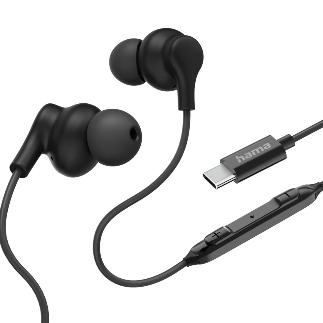 Ušesne slušalke Curly USB-C, črne