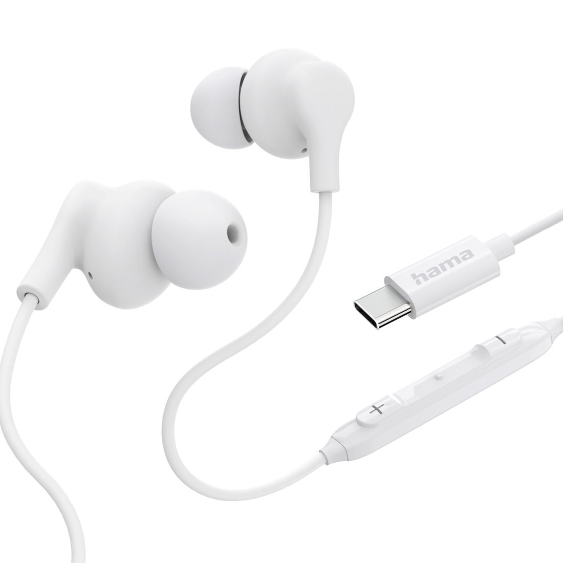 Ušesne slušalke Curly USB-C, bele