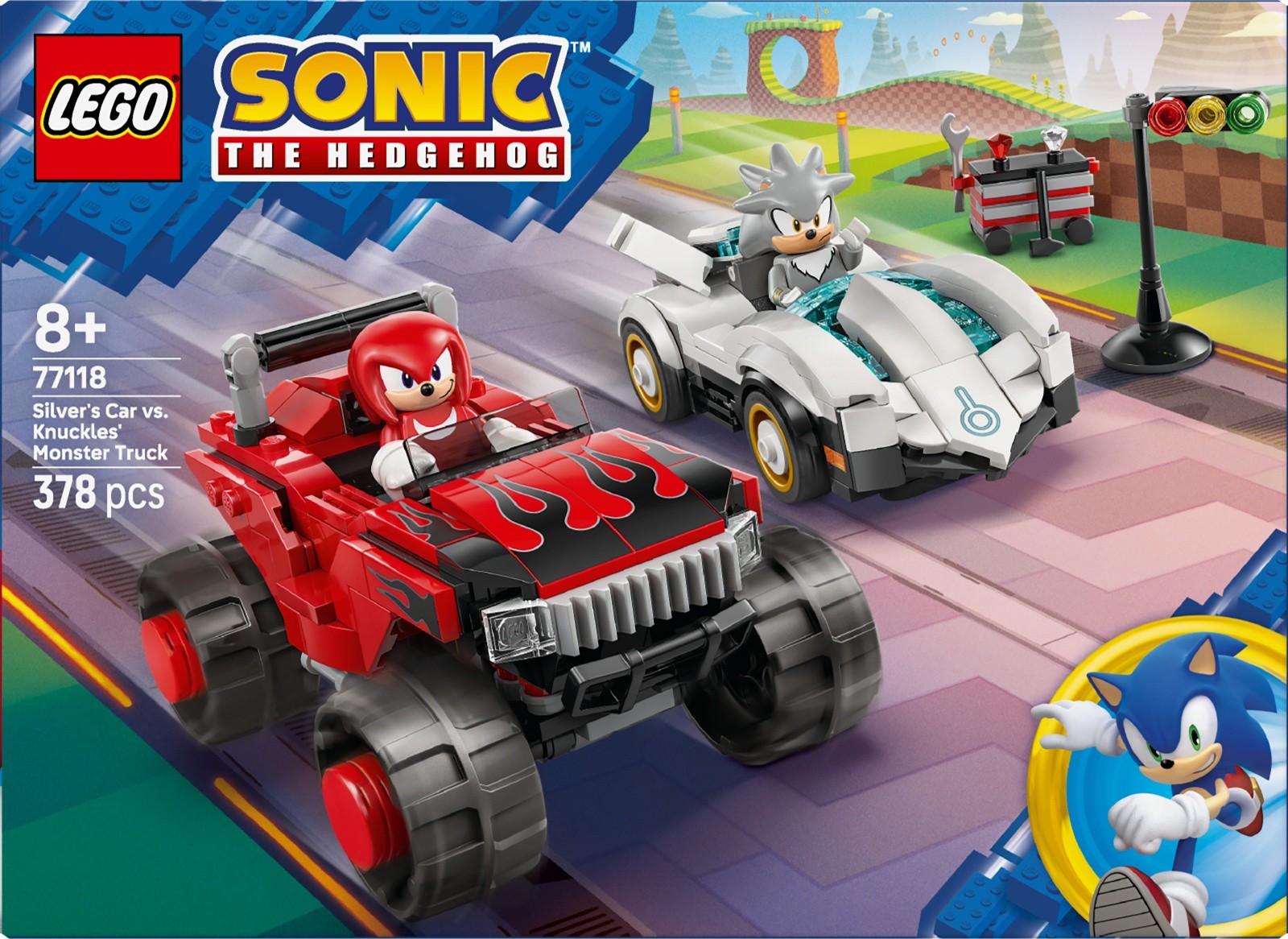 Kocke Sonic 77118 Srebrni Sonic v avtu proti Knucklu v pošastnem tovornjaku 6