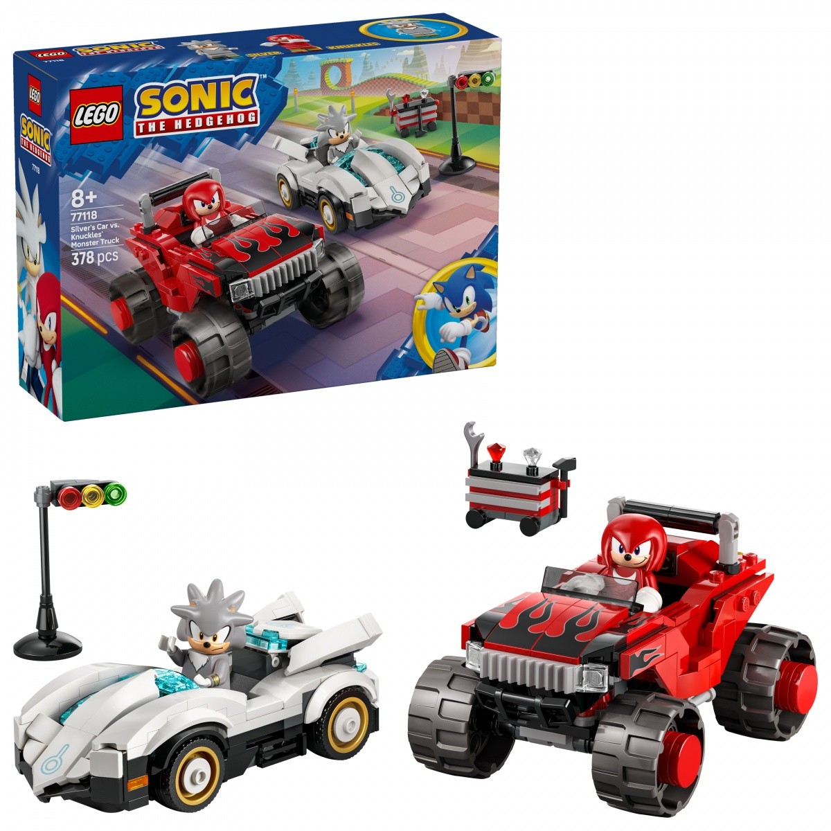 Kocke Sonic 77118 Srebrni Sonic v avtu proti Knucklu v pošastnem tovornjaku 7