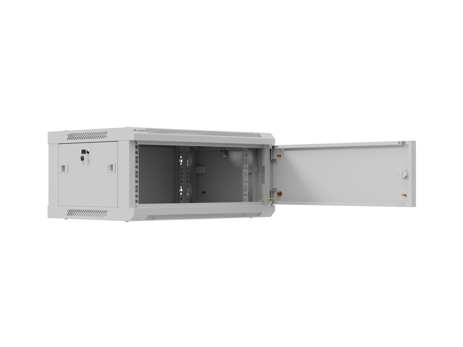 Namizno ohišje za omrežne naprave (rack) 19" 4U, 600x450 mm, siva, kovinska vrata (flat pack) 6