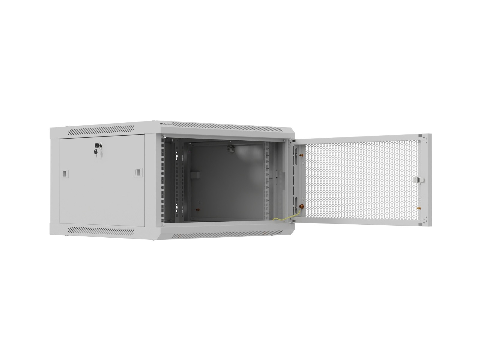 Namizno ohišje za omrežne naprave (rack) 19" 6U, 600x600 mm, siva, perforirana vrata (flat pack) 6