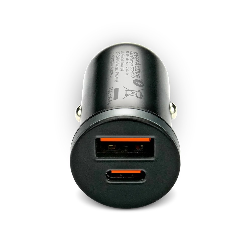 everActive avtomobilski polnilnik QC3.0, 35W, 1x USB + 1x USB-C, črn 2