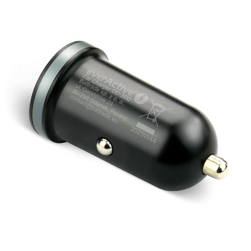 everActive avtomobilski polnilnik QC3.0, 35W, 1x USB + 1x USB-C, črn 4