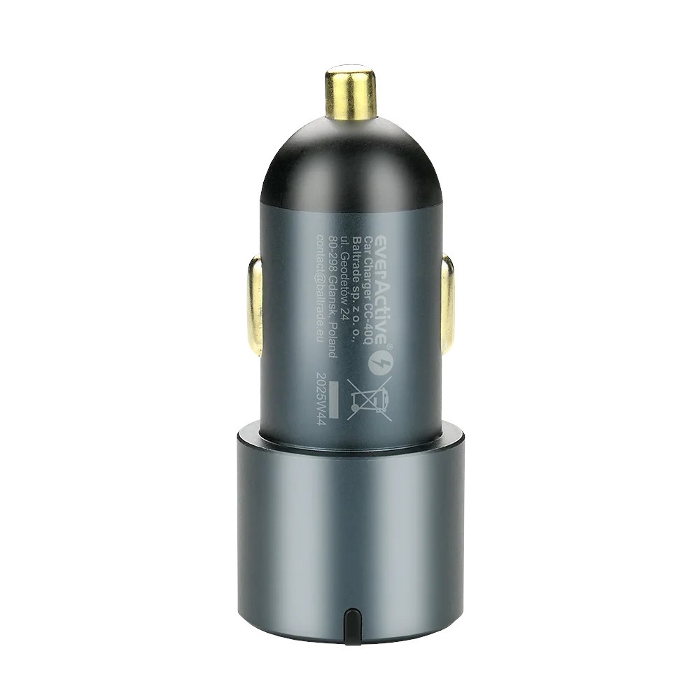 Avto polnilnik everActive CC-40Q, QC3.0, 60W, 1x USB, 2x USB-C PD, črn 6