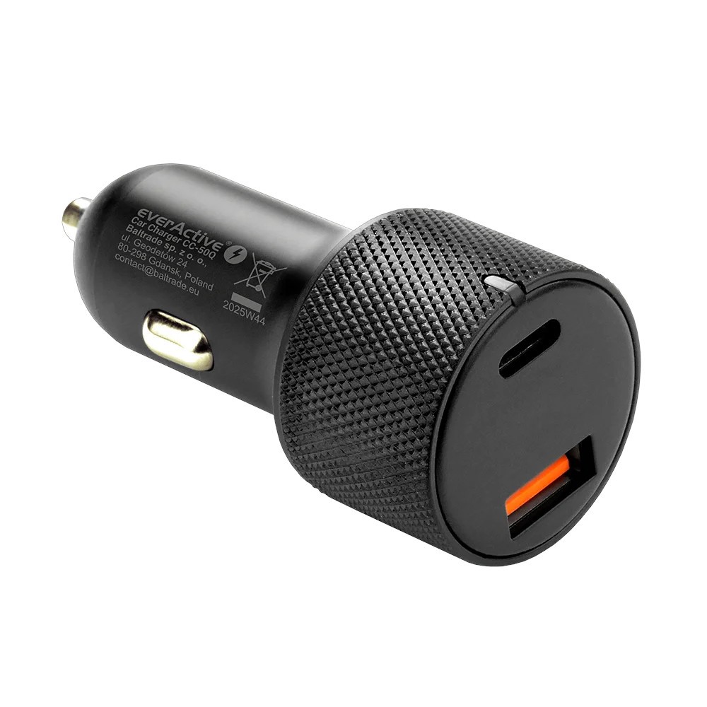 Avtomobilski polnilnik CC-50Q, 75W, Quick Charge 3.0, USB + USB-C PD, črn 2