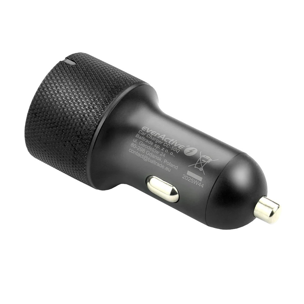 Avtomobilski polnilnik CC-50Q, 75W, Quick Charge 3.0, USB + USB-C PD, črn 4