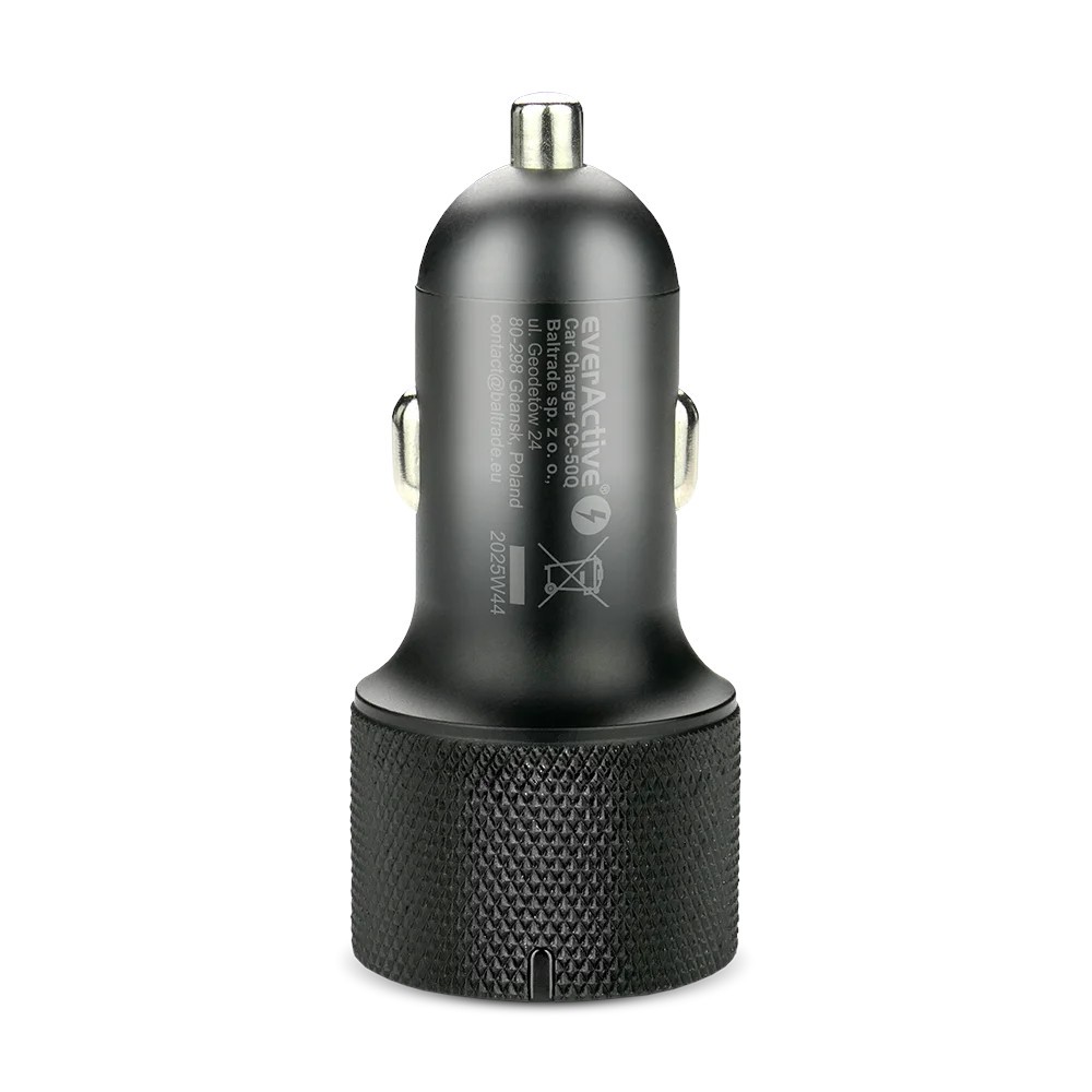 Avtomobilski polnilnik CC-50Q, 75W, Quick Charge 3.0, USB + USB-C PD, črn 6