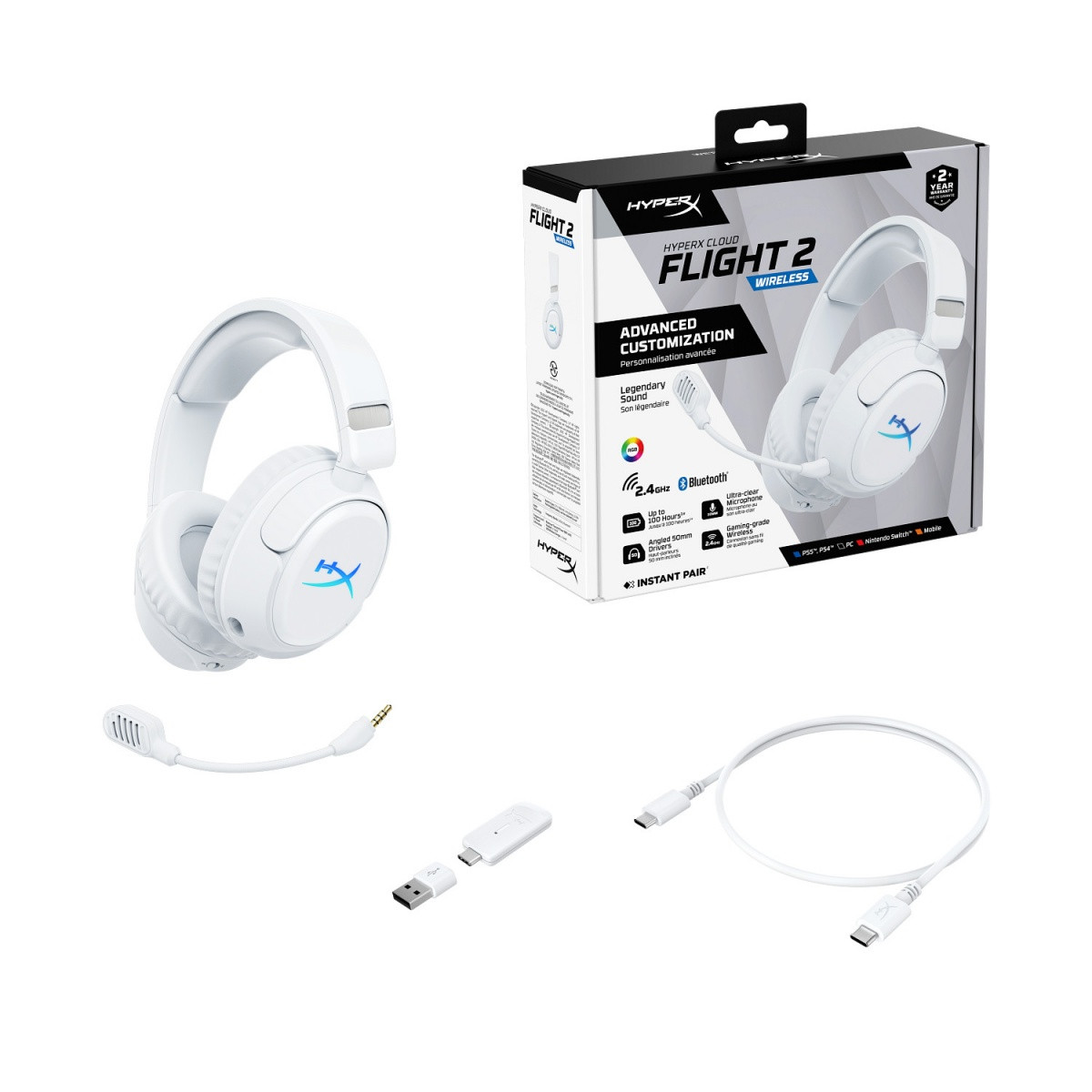 Gaming slušalke Cloud Flight 2, bele - B5VC5AA 6