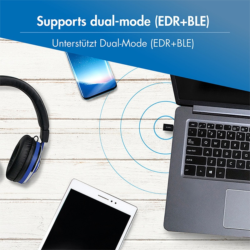 Bluetooth 5.3 adapter, USB-C Gen1, 3Mbps, 20m, črn 5