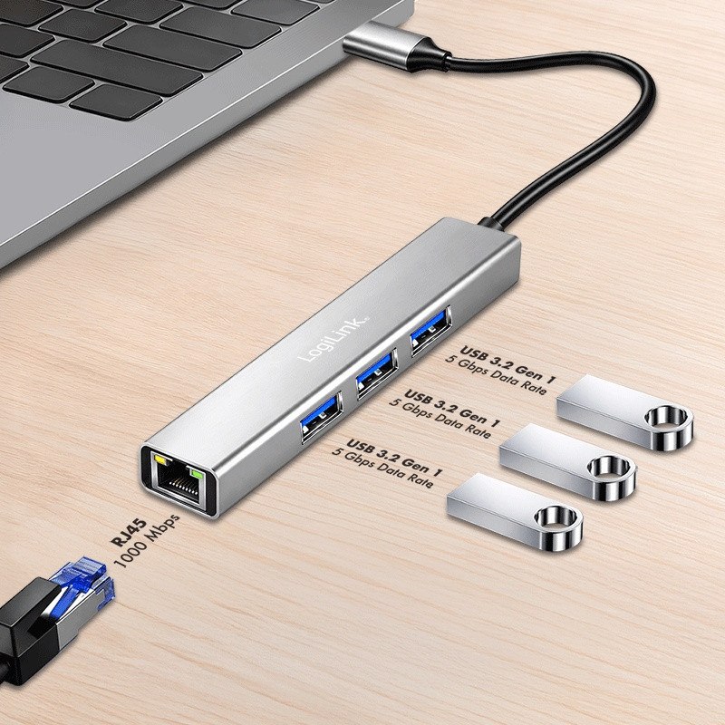 USB 3.2 Hub 3xUSB-A + Gigabit Ethernet 5
