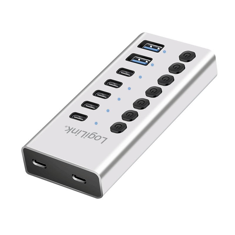 USB Hub 7-portni, USB-A/C, stikalo 2