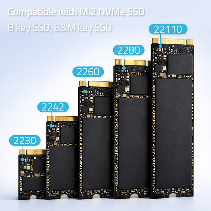 Postaja za M.2 NVMe SSD diske, Dual 2x8TB, kloniranje brez povezave, USB-C, PCIe, 20Gb/s 7