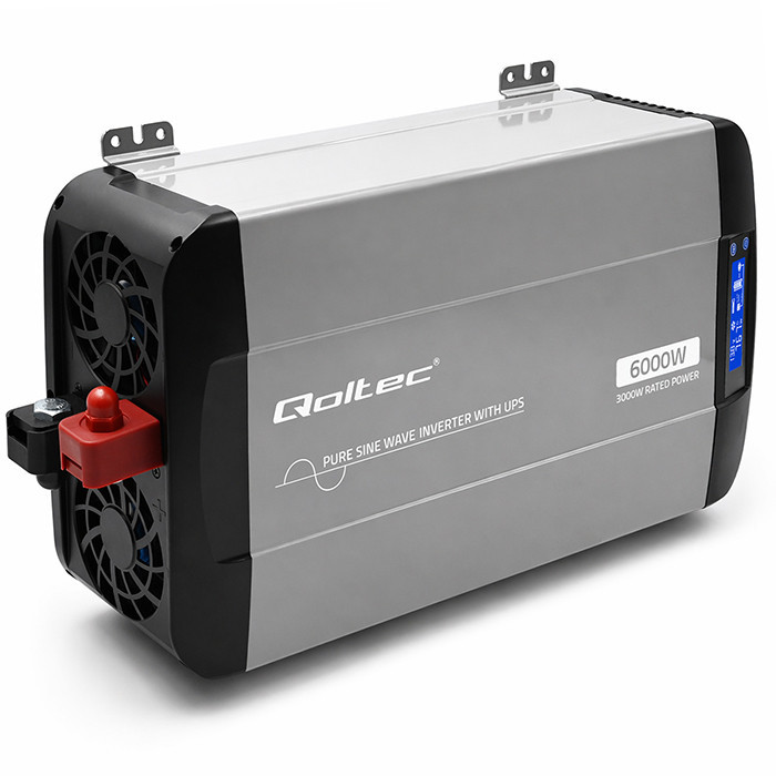 Qoltec pretvornik napetosti Pure Sine Wave 12V na 230V (3000/6000W) z UPS Bypass 5