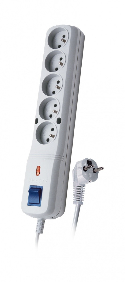 Razdelilnik z zaščito pred prenapetostjo LV-530W, 1L, 3m, siv