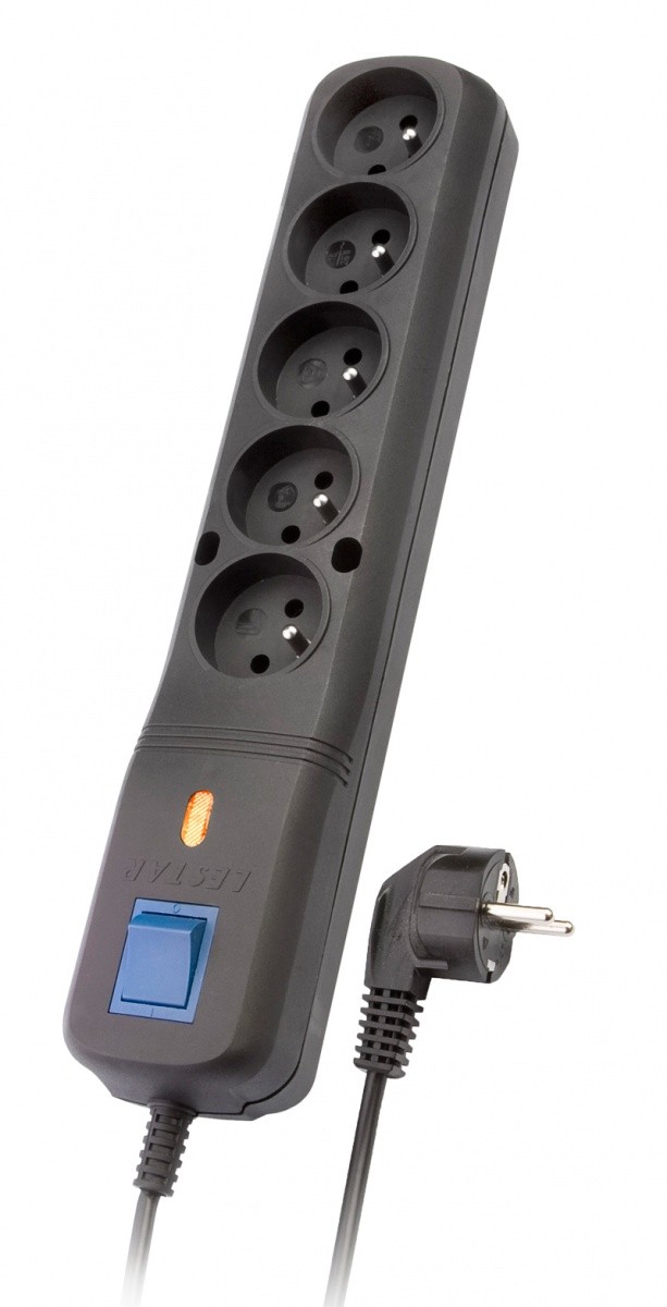 Razdelilnik z zaščito pred prenapetostjo LV-530W, 1L, 5m, črn