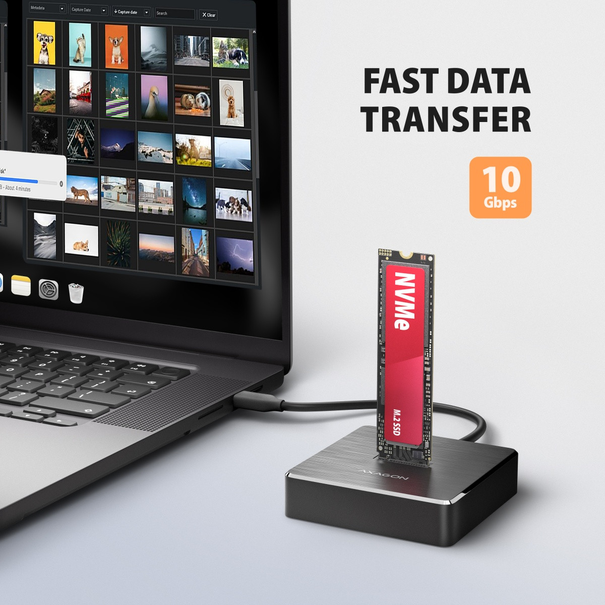 AXAGON ADSA-M2C11 M.2 ohišje USB-C 3.2 Gen 2, 10Gbps, ALU 5