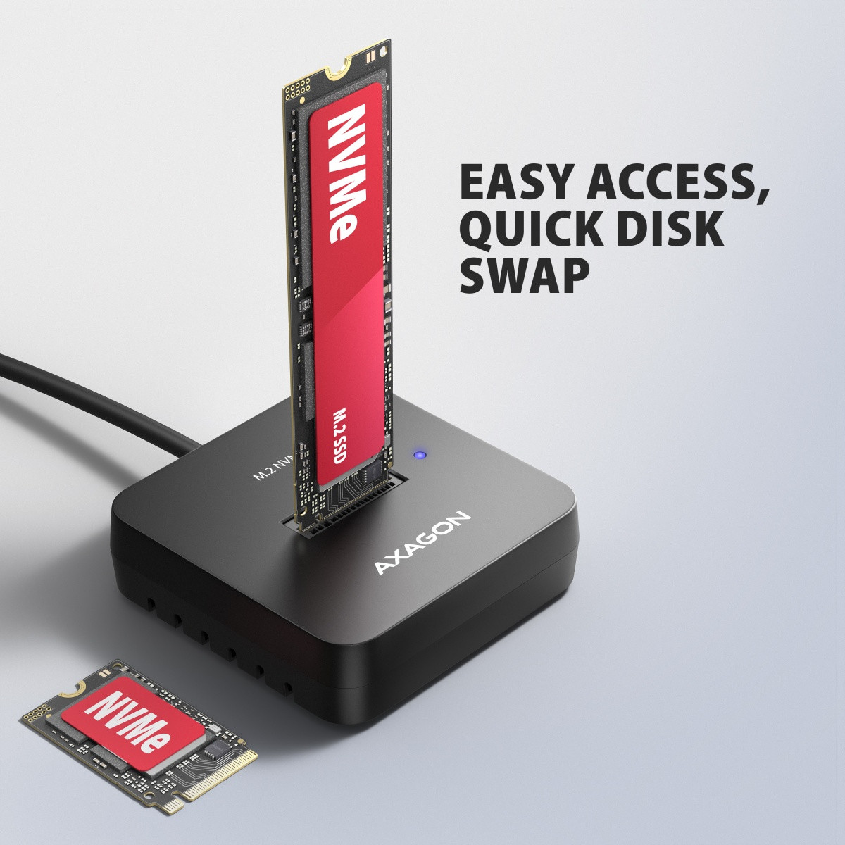 AXAGON ADSA-M2C11L ohišje za NVMe M.2 SSD, USB-C 3.2 Gen 2, 10Gbps 6
