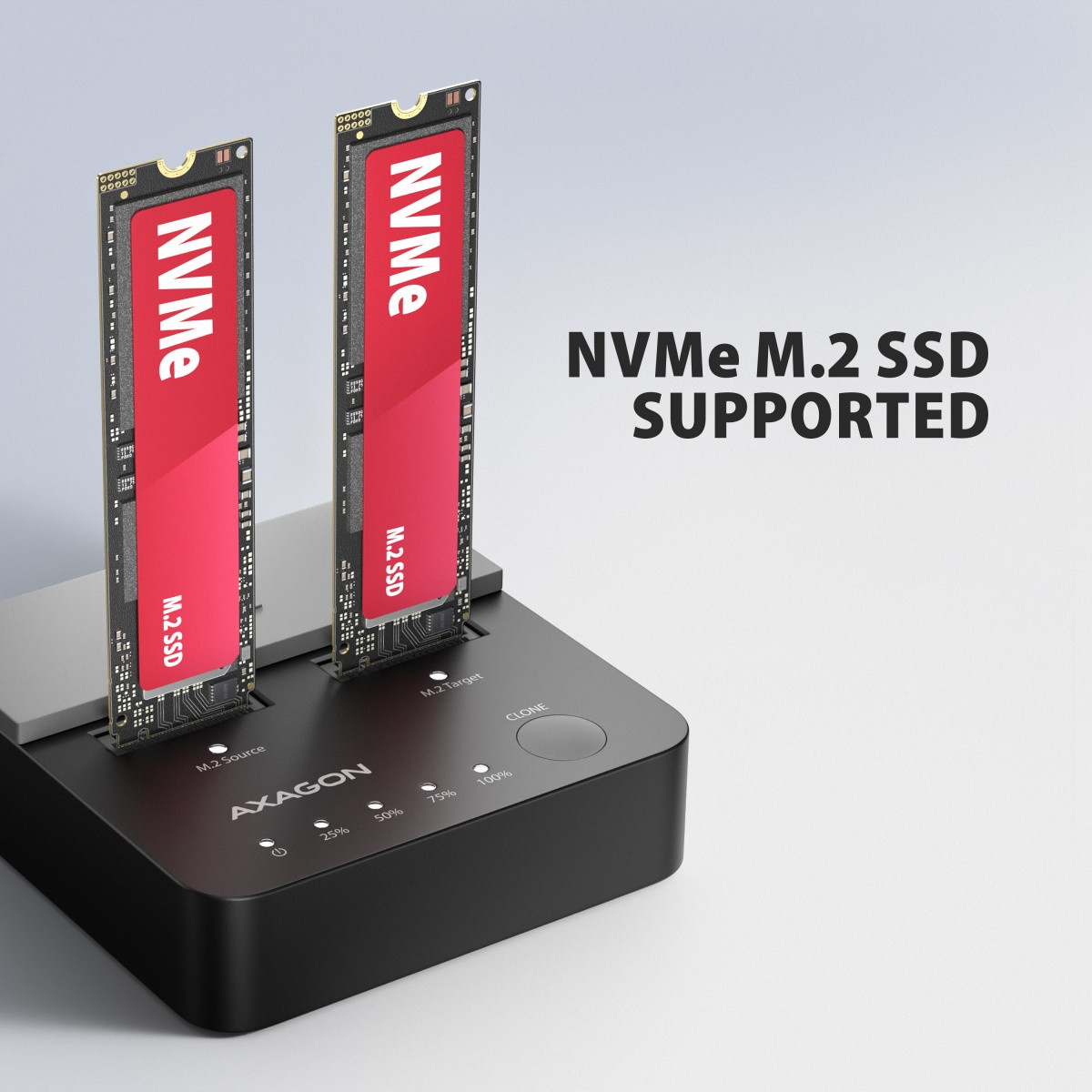 AXAGON ADSA-M2C22L postaja za 2x NVMe M.2 SSD, USB-C 3.2 Gen2x2, 20Gbps 4