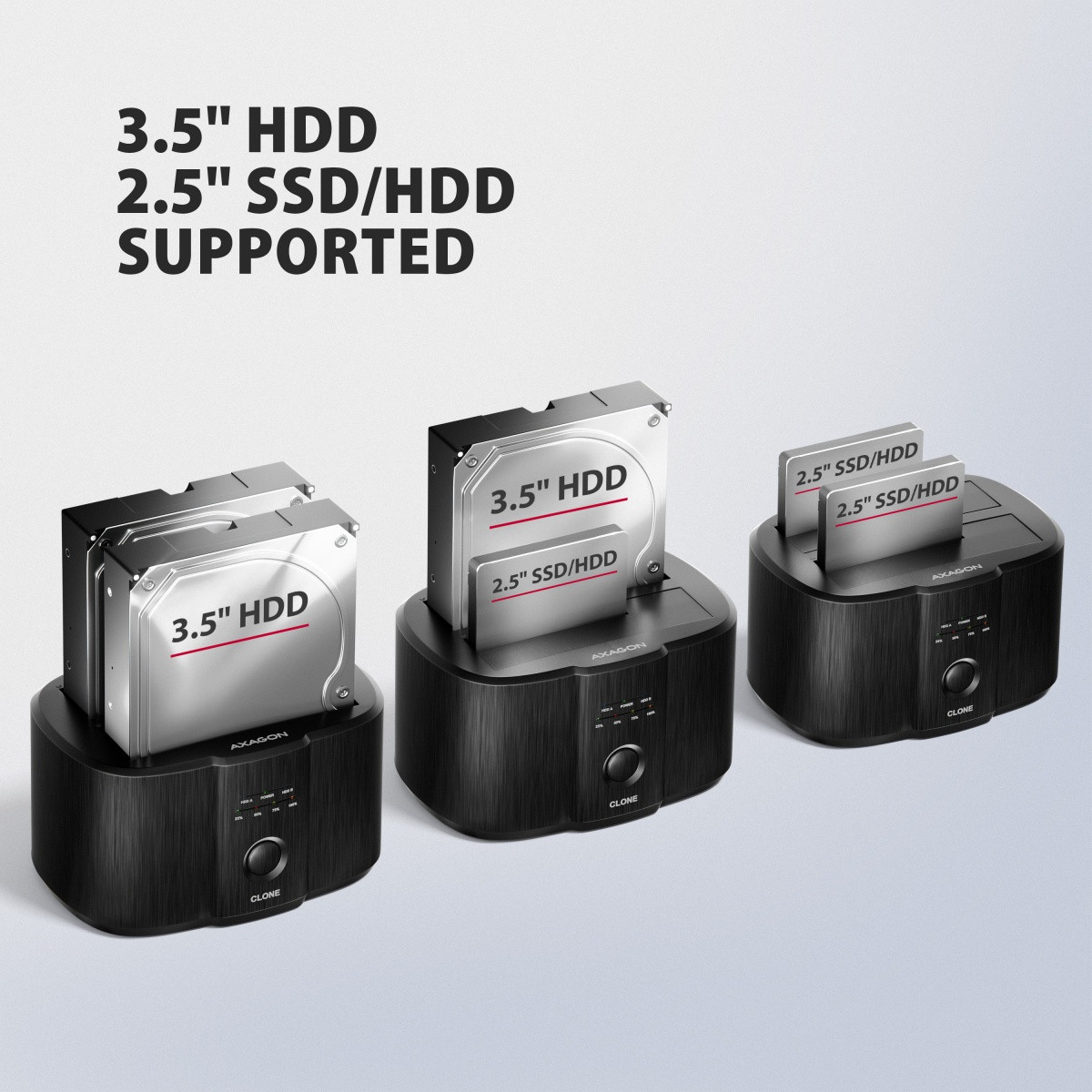 AXAGON ADSA-SC Docking Station - 2x SATA 6G, USB 3.2 Gen 1, CLONE 4