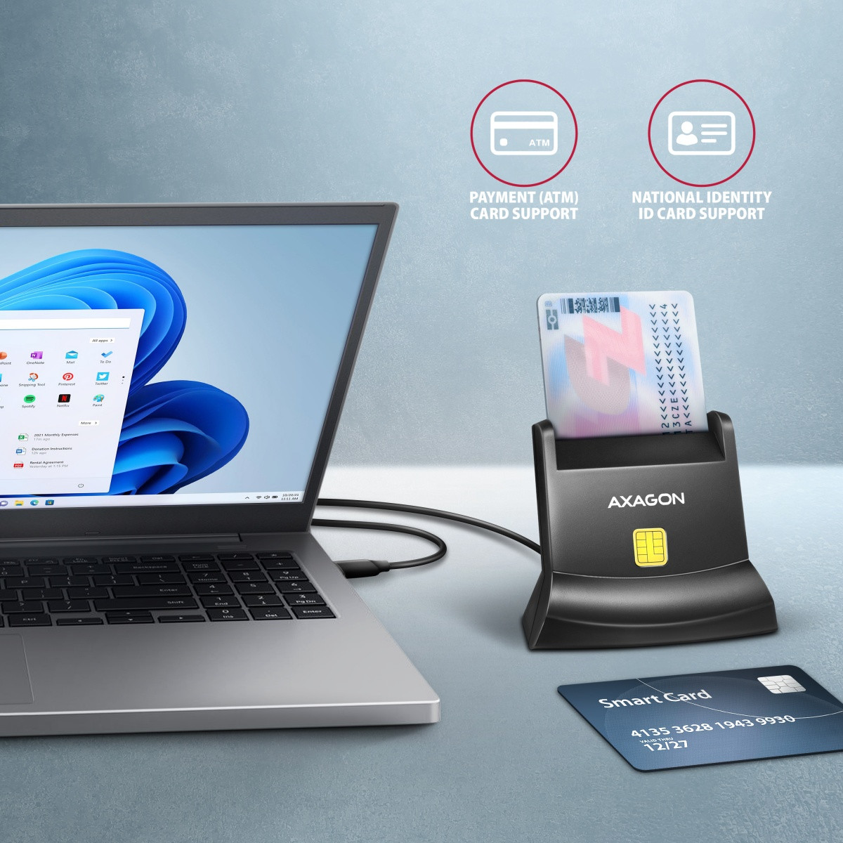 AXAGON čitalnik pametnih kartic USB-C CRE-SM4NC 2