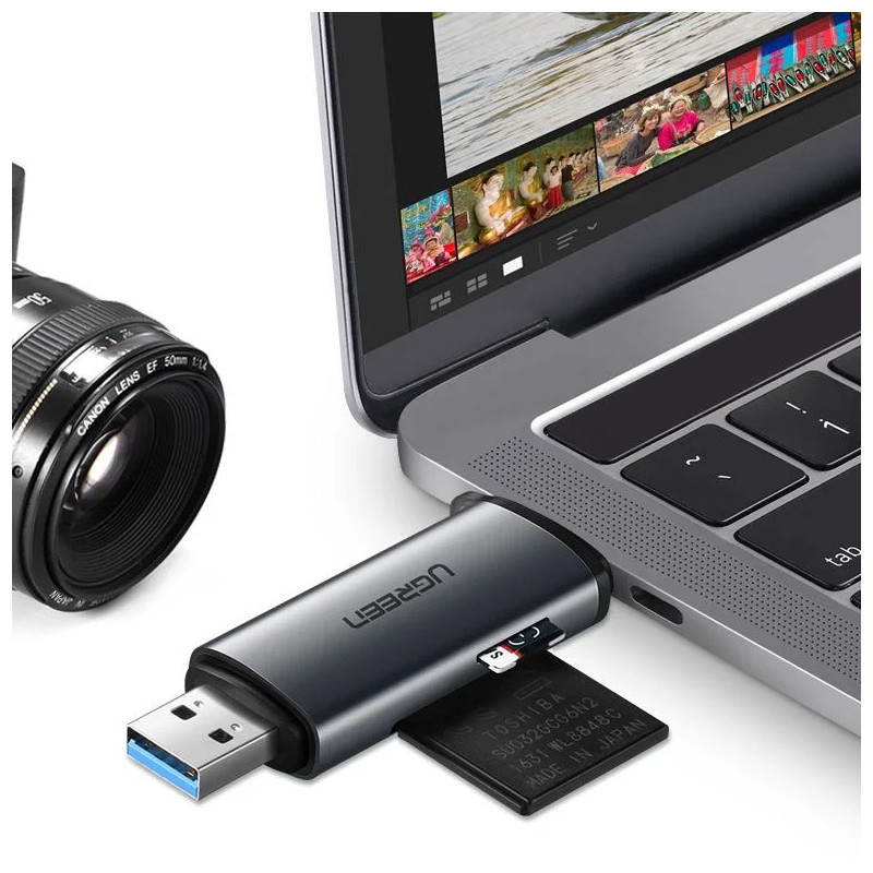 Ugreen čitalnik kartic USB 3.0 + USB-C, SD/microSD 3