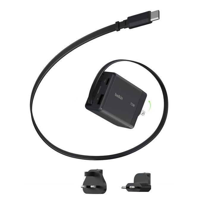 Belkin polnilnik 70W, zviti kabel USB-C, USB-C, USB-A 7