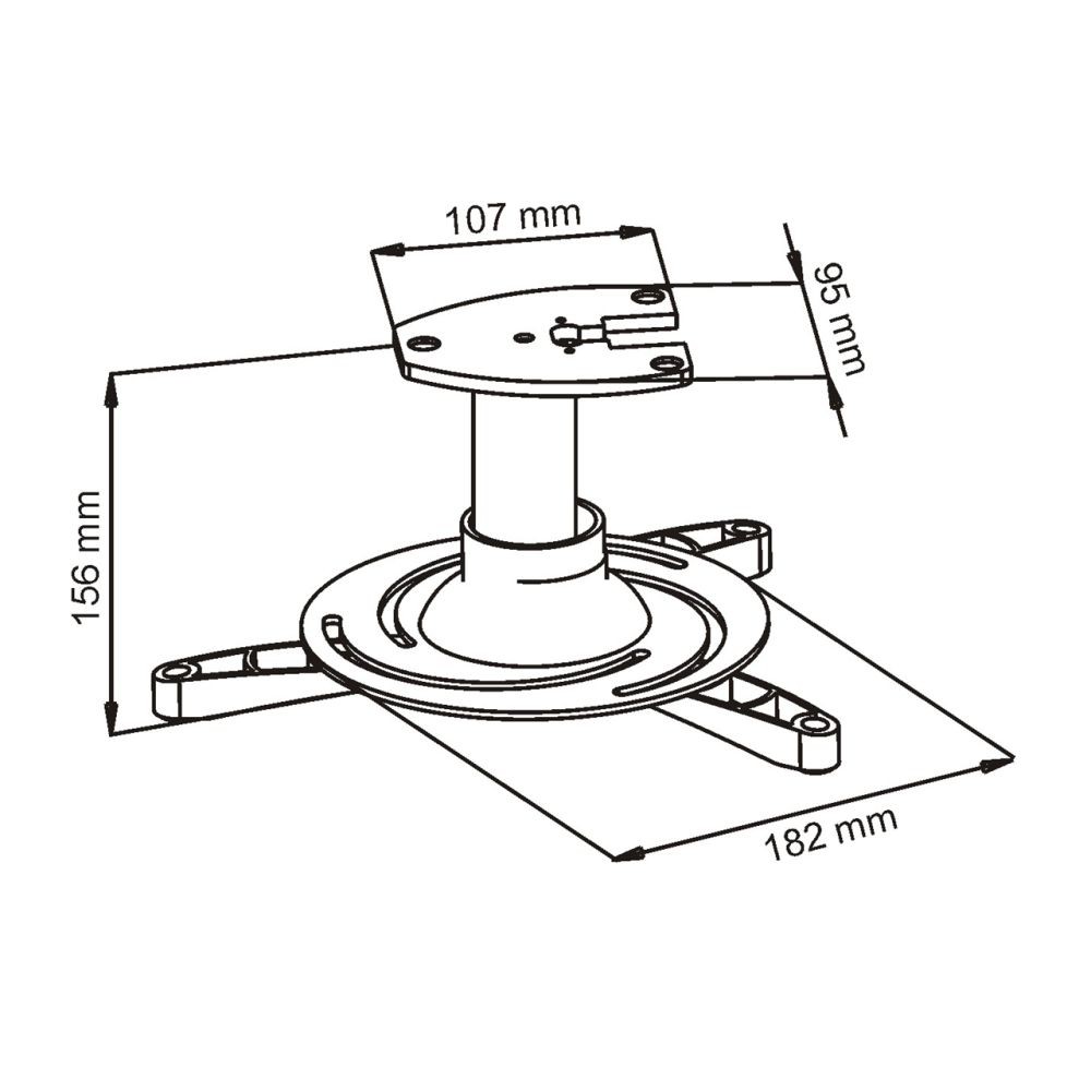 Stropni nosilec za projektor 16 cm, do 15 kg, univerzalni, P-101 2