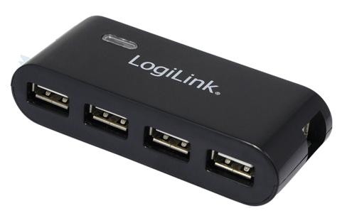 USB 2.0 hub s 4 vhodi in napajalnikom, črn