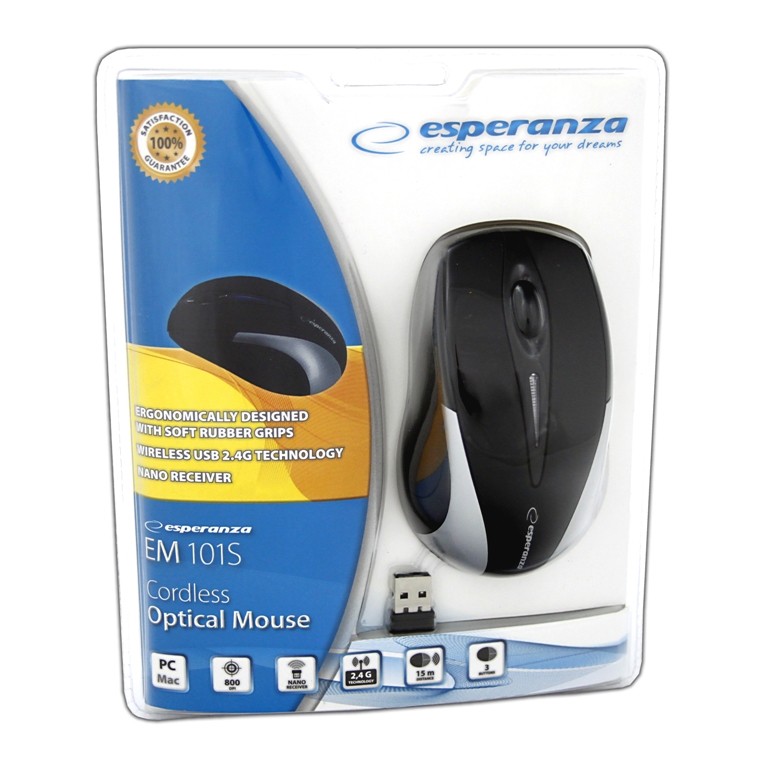 Brezžična optična miška EM101S, USB, 2,4 GHz, Nano sprejemnik 5