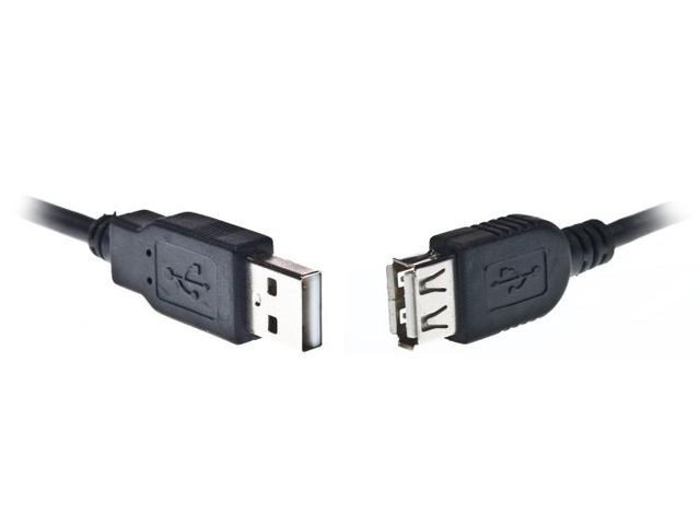 USB 2.0 podaljšek A-A, 1.8m, črn