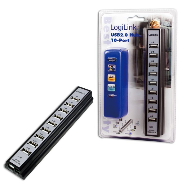 LogiLink USB 2.0 HUB, 10-portni, z napajalnikom 2