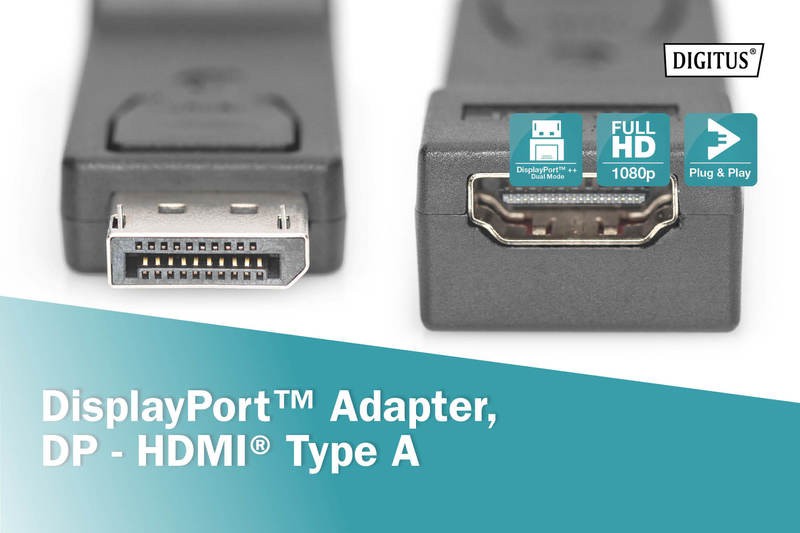 Adapter Displayport na HDMI, Full HD 1080p pri 60Hz, črn 7