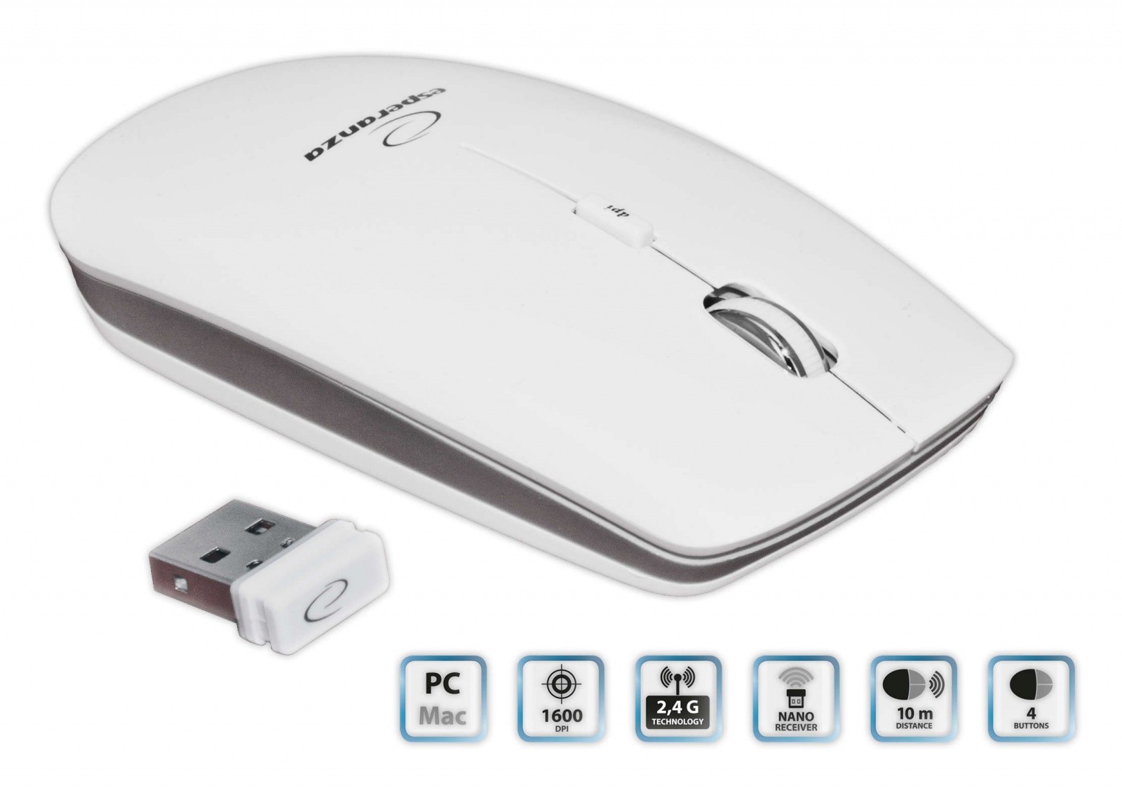 Brezžična miška 'Mac-Style' EM120W, 2.4GHz, črna