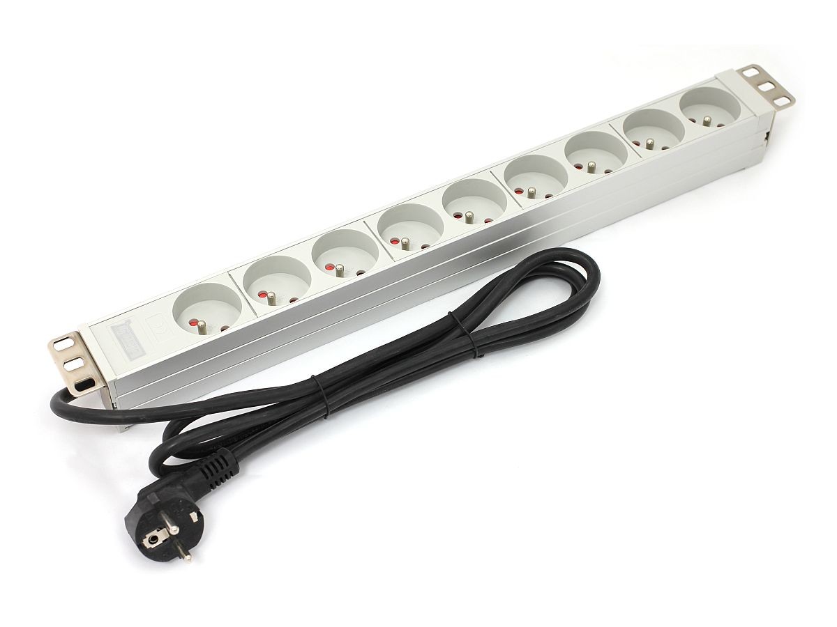 Razdelilna letev PDU 19" RACK 9xTip E, 1.8m, 16A, aluminijasta