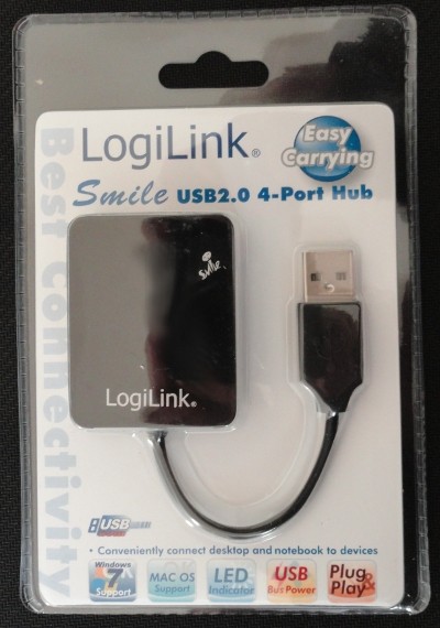 USB 2.0 HUB 4-portni 'Smile' - črna