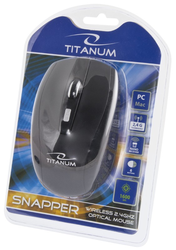Brezžična miška Titanum SNAPPER TM105K, 1000/1600 DPI, 6 gumbov 4