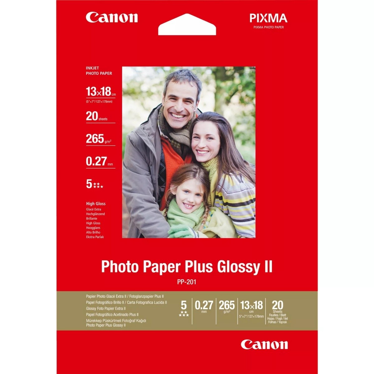 Canon Photo Paper Plus II sijajni foto papir 13x18 cm, 20 listov