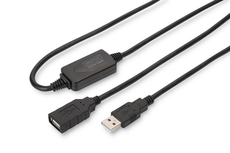 Aktivni USB 2.0 HighSpeed podaljšek A/A črn, 15m