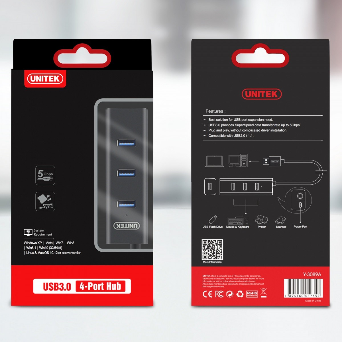 4-portni USB 3.0 Hub, črn 5
