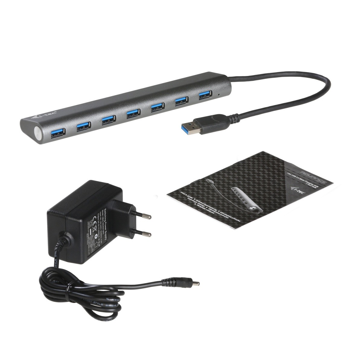 USB 3.0 kovinski razdelilec (HUB) s 7 porti in napajalnikom 4