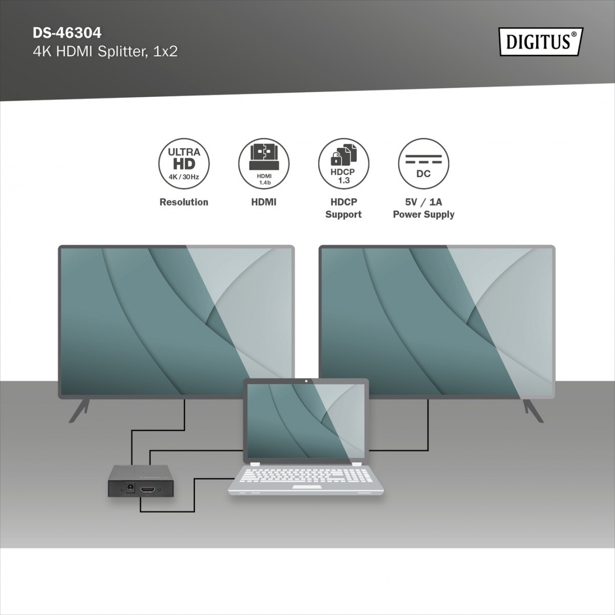 Digitus HDMI razdelilnik, 2-portni, 4K 6