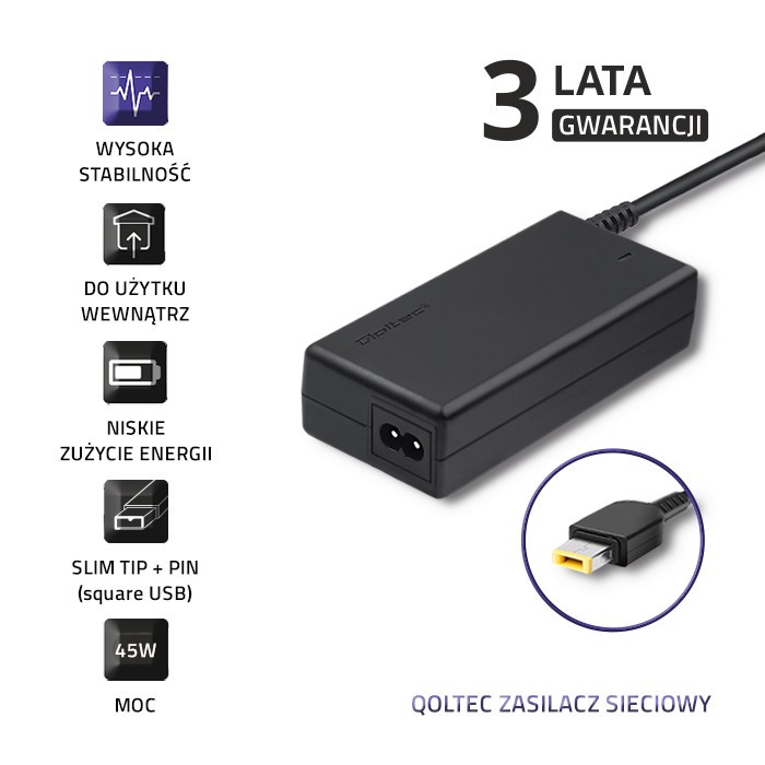 Napajalnik za Lenovo 45W (20V, 2.25A, Slim Tip) 3